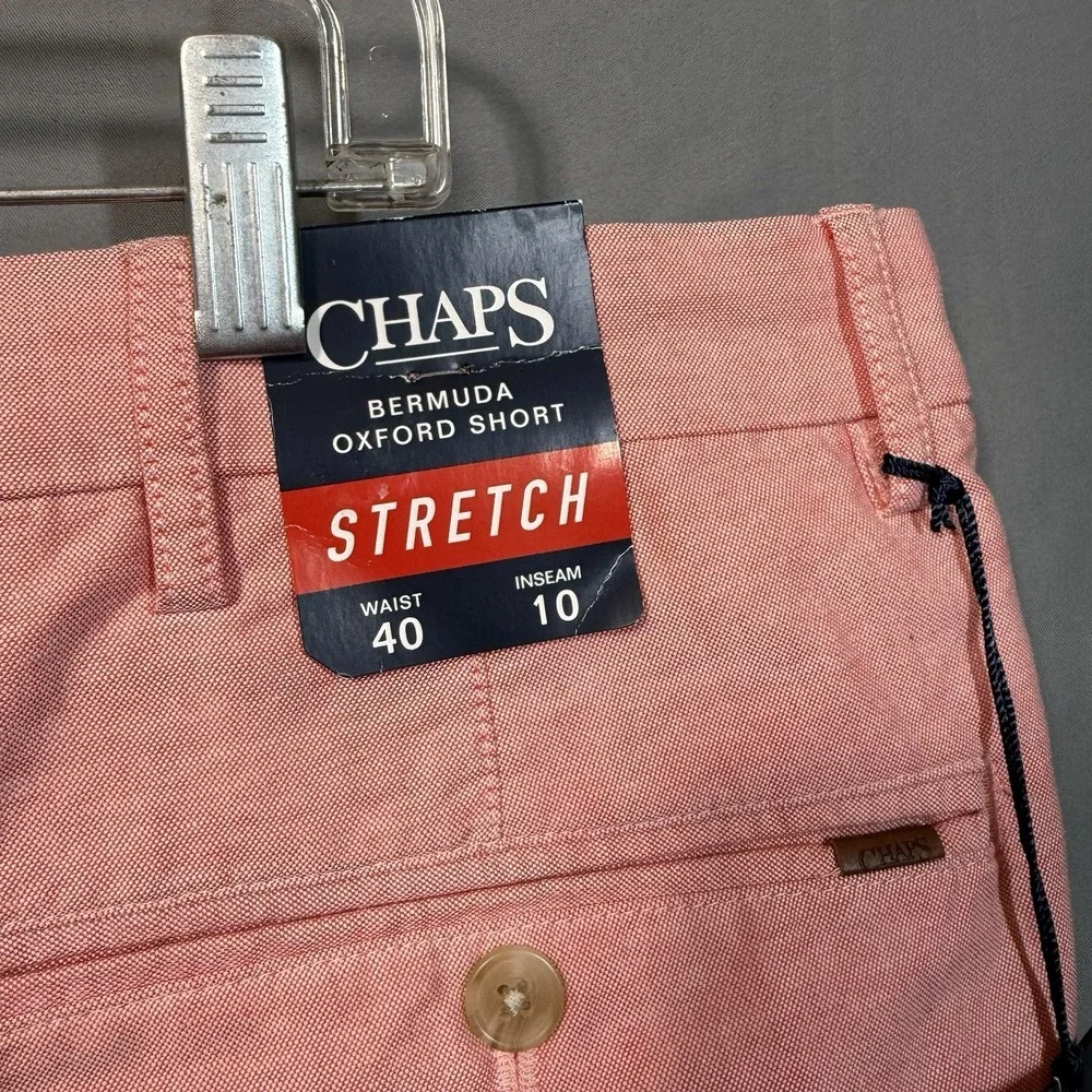 CHAPS Bermuda Shorts Mens 40‎ Oxford Stretch 10in Inseam Summer Preppy Casual